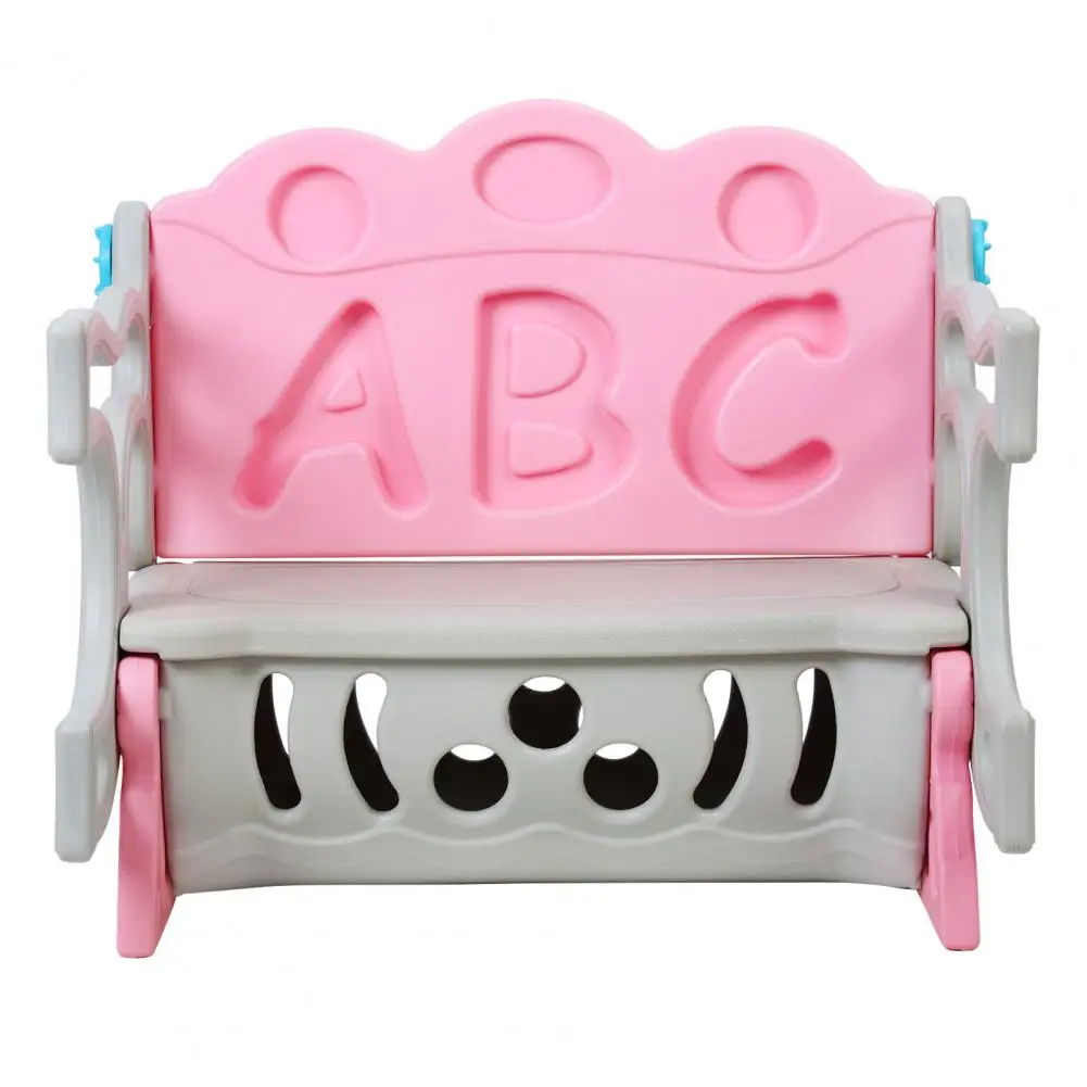 

3 in 1 Study Table Bench Toy Storage Stool Set, Kids Study Desk Chair Toy Storage Stool with Letter Backrest, Flip Design, Large