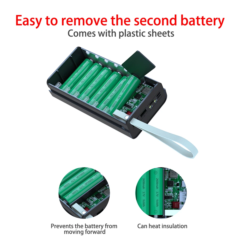 Portable DIY Detachable Power Bank Case 12 PCS 18650 Batteries Wireless Quick Charge For Phones Charging Battery Storage Boxes