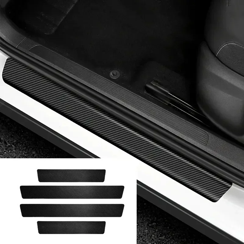 

4/5Pcs Car Carbon Fibre Threshold Protection Strip Universal Anti-scratch And Anti-collision Door Decorative Strip Stickers