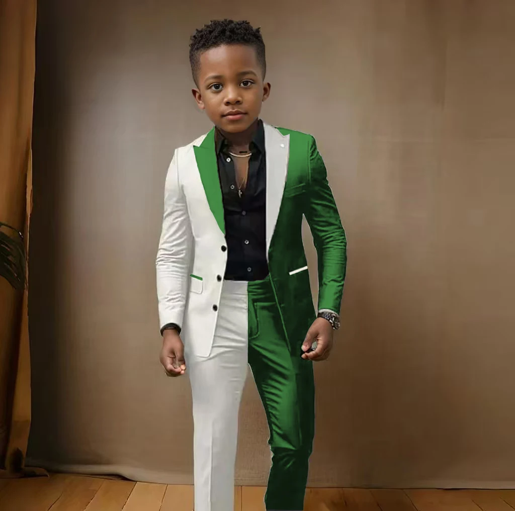 Suit For Boy Blazer Pant Sets 2 Piece  Colorful  Slim Fit Suit Set Casual Wear Birthday Stage Performance Costumes  3-16 Years