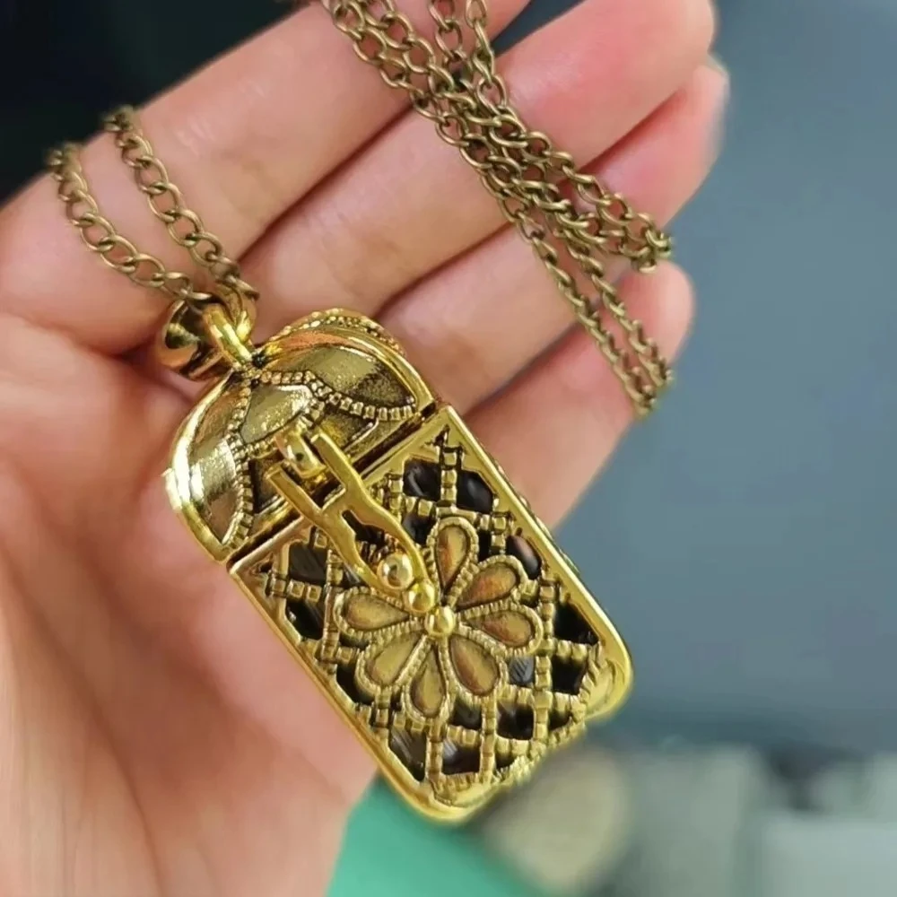 Tiny Tarot Card Necklace with 22 Mini - Colorful Cards in Cage Pendant Steampunk for Men Women