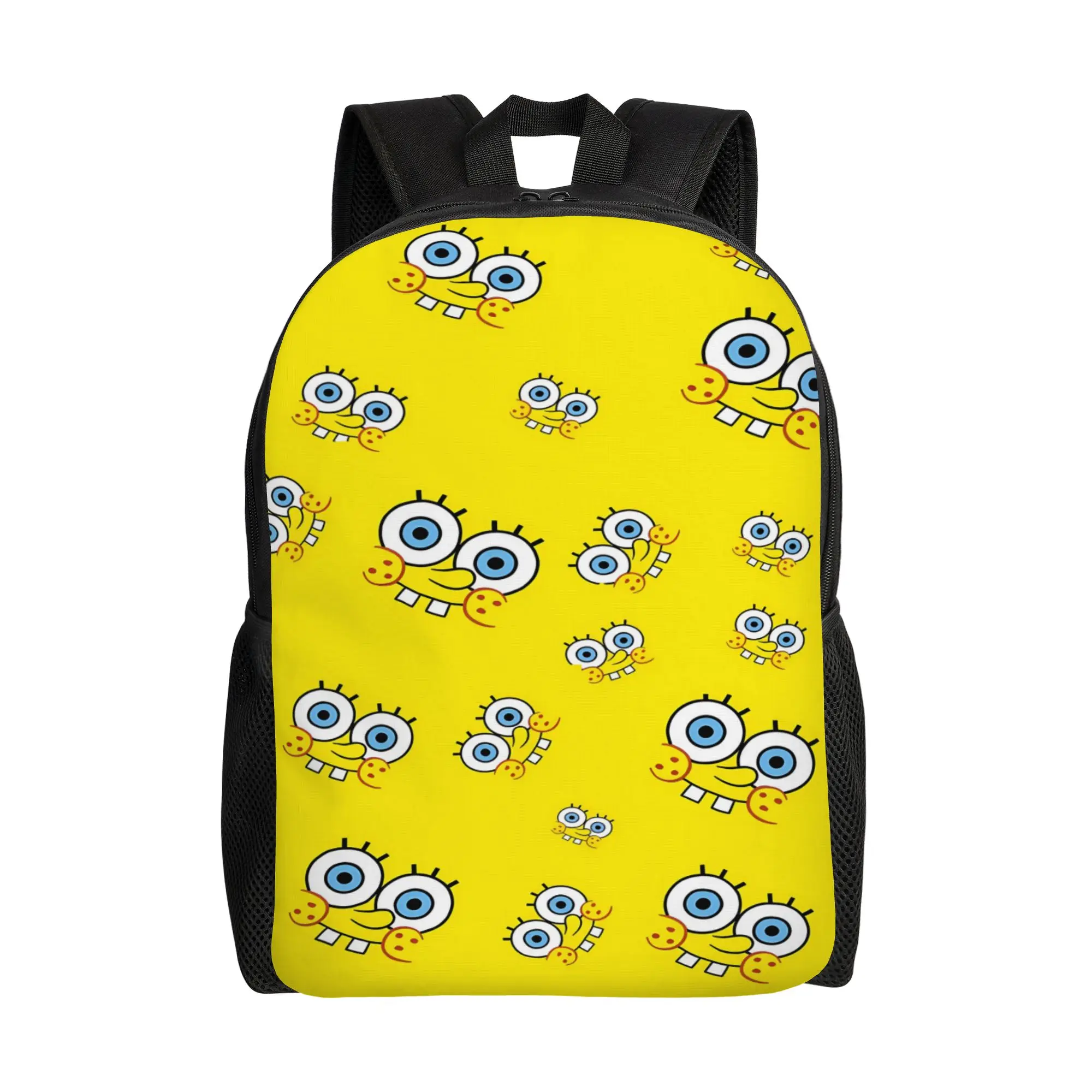 S-SpongeBobed Yellow Eye Background Tile Backpack  Women Polyester Daily Backpacks Soft Cute School Bags Rucksack