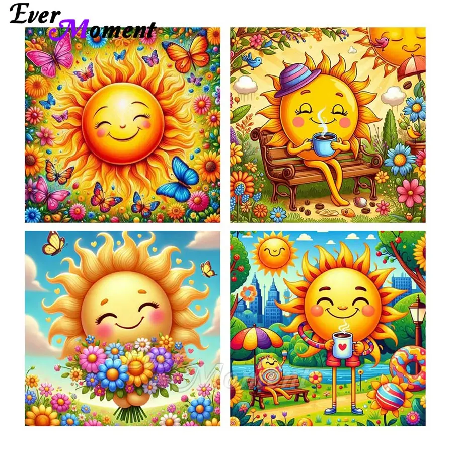 

Smiling Sun Good Morning Landscape Diamond Painting Embroidery Cartoon Cross Stitch Full Square Mosaic Decor For Home ASF2963