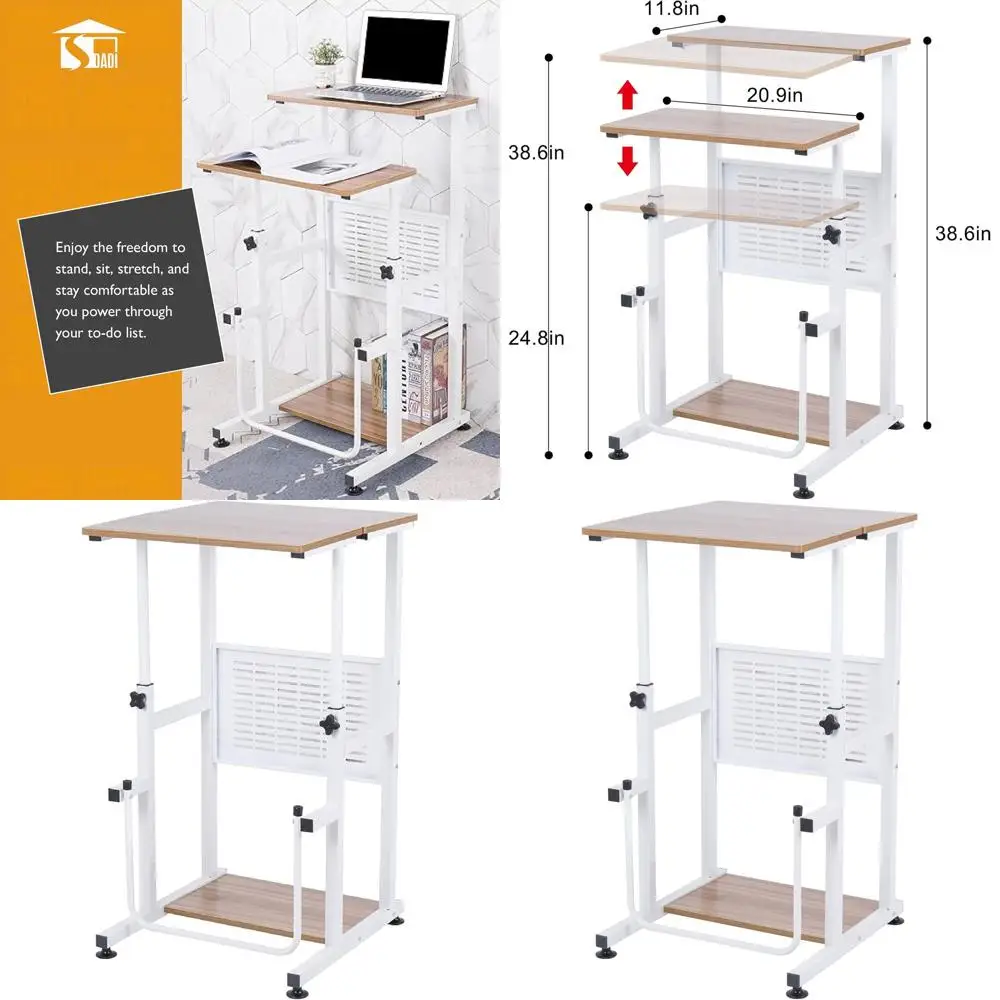 

Modern Dual-Mode Desk: Adjustable Height, Light Grain Finish for Comfortable Standing or Sitting