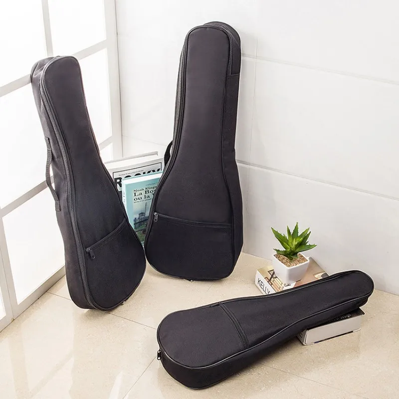 Black Ukulele Bag 21/23/26Inch Soft Case Oxford Cotton Bag Monolayer Single Shoulder Backpack Padded for Ukulele