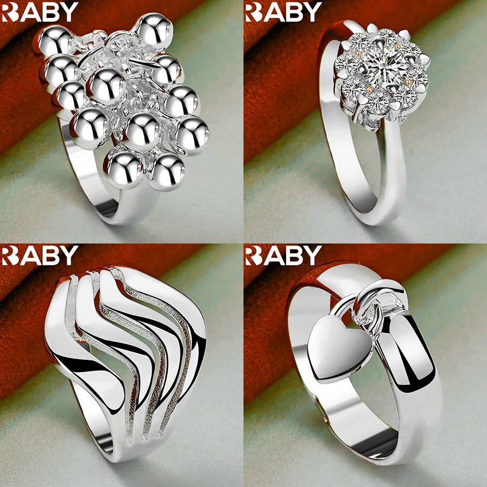 

URBABY 925 Sterling Silver Size 6-10 Geometric Ring For Women Men Fashion Jewelry Charm Grace Noble Wedding Accessories