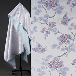 Light Blue Jacquard Fabric Butterfly and Flower Brocade Jacket Vest Children's Clothing Tang Clothing Silky Glossy Fabric