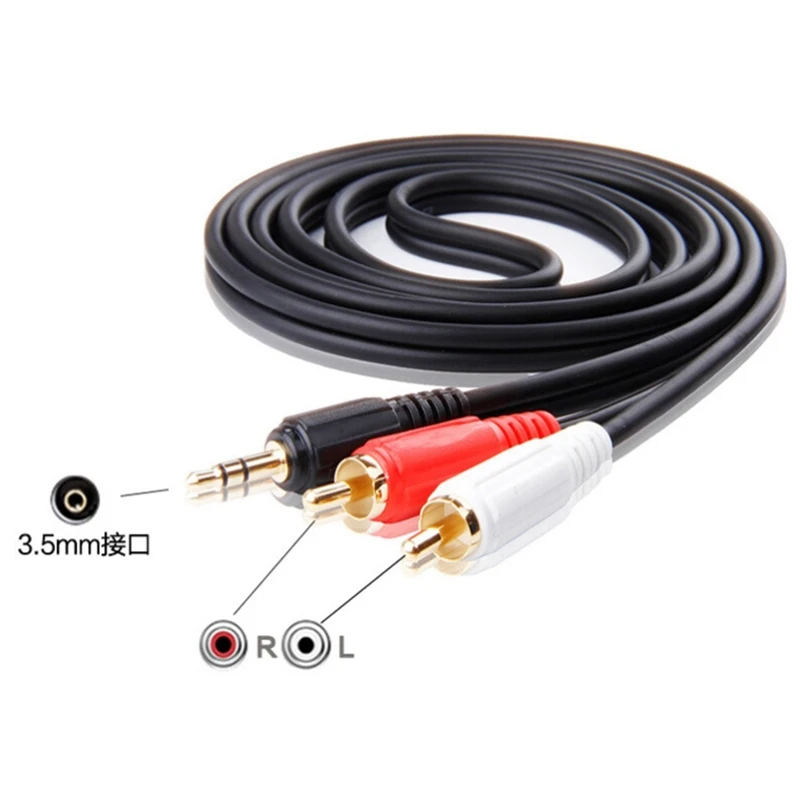 5M 3M 1M 3.5mm To RCA Female Connector Jack Stereo Cable Y Plug To 2 RCA Male Adapter 3.5 Audio Aux Socket To Headphone Music