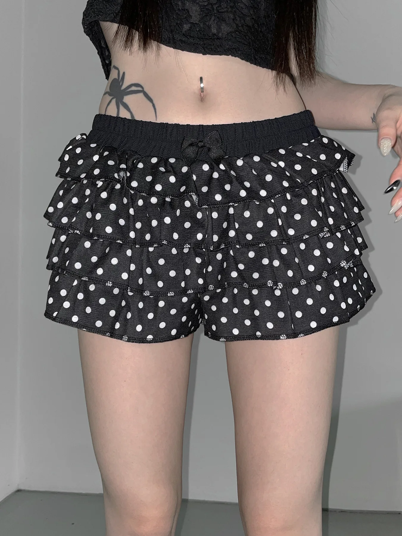 

New Sweet Loose Bow Dot Printed Shorts Elegant Cute Casual Mid-Waisted Shorts Women 2025 Summer Fashion Streetwear Ladies