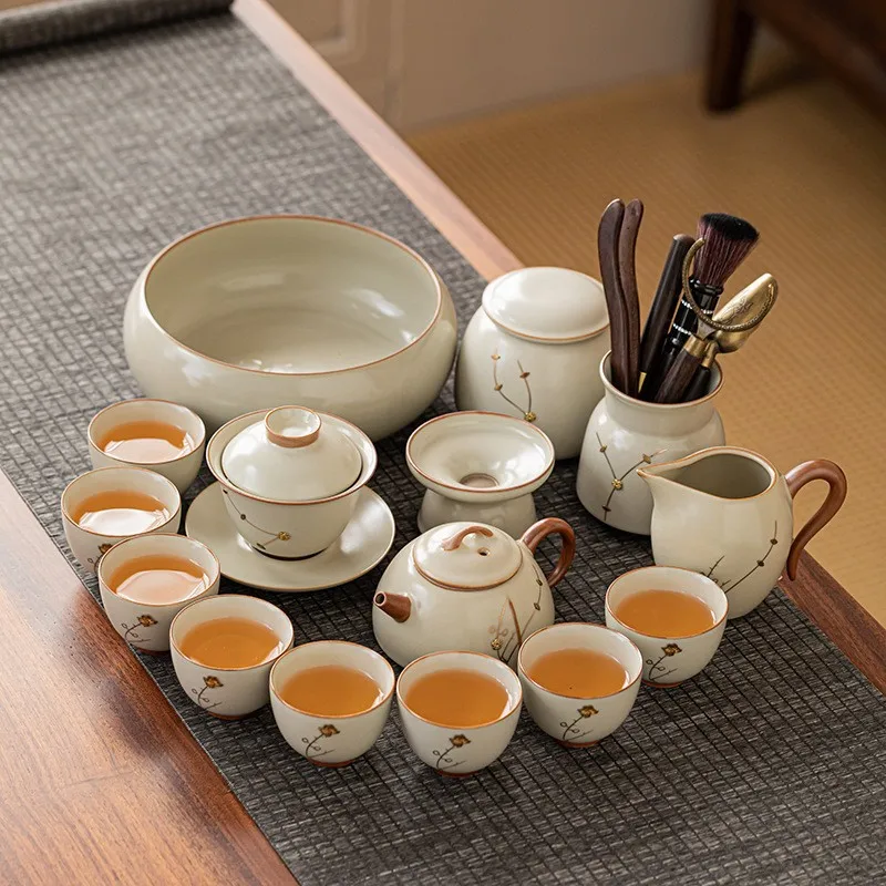 

Kung Fu tea set, high-end tea pot, tea cup, ceramic Mid Autumn Festival gift box logo