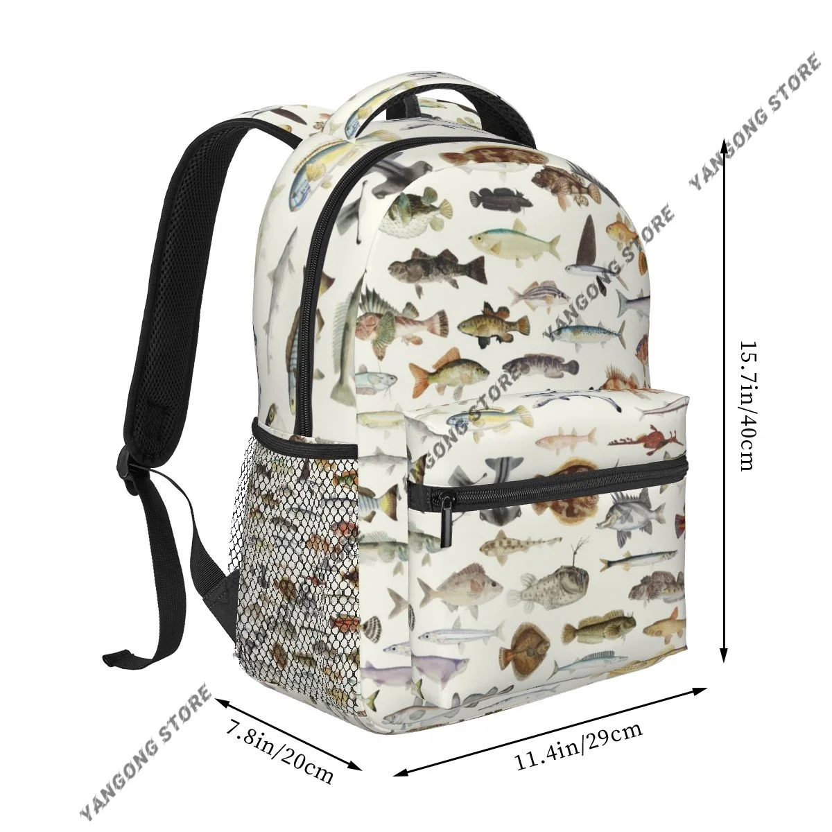 Backpack Casual Travel Bag Fish Drawing Collection School Bag Fashion Shoulder Bag For Teenage Girl Bagpack