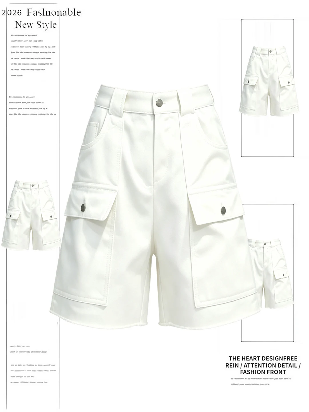

White High Waist Workwear Shorts Women's Summer Thin Cool American Style Casual Slimming A-Line Wide Leg Hot Pants