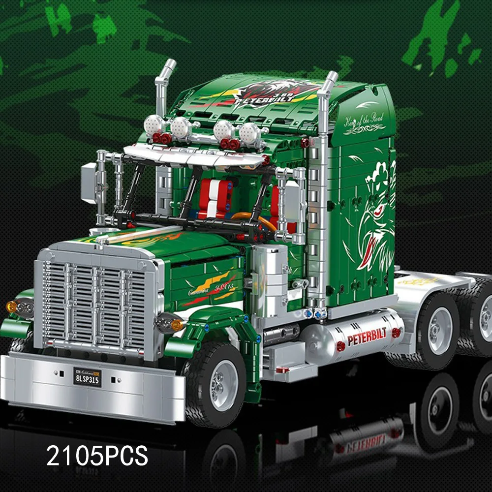 การวิเคราะห์ Rc America Semi-trailer รถลากจูง Building Block 2.4 ghz รีโมทคอนโทรลกล้ามเนื้อรถบรรทุก Peterbilts 389 Integral ของเล่น