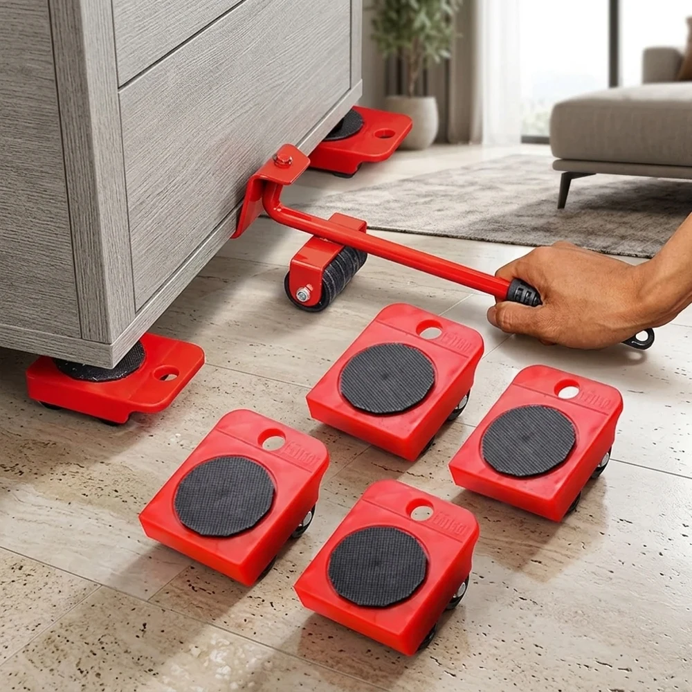 Juego de Rodillos para Mover Muebles, Capacidad de Carga de 300 kg, Juego de Herramientas de Elevación y Movimiento de Alta Resistencia, Dispositivo de Movimiento con Ruedas para Transportar Muebles Pesados