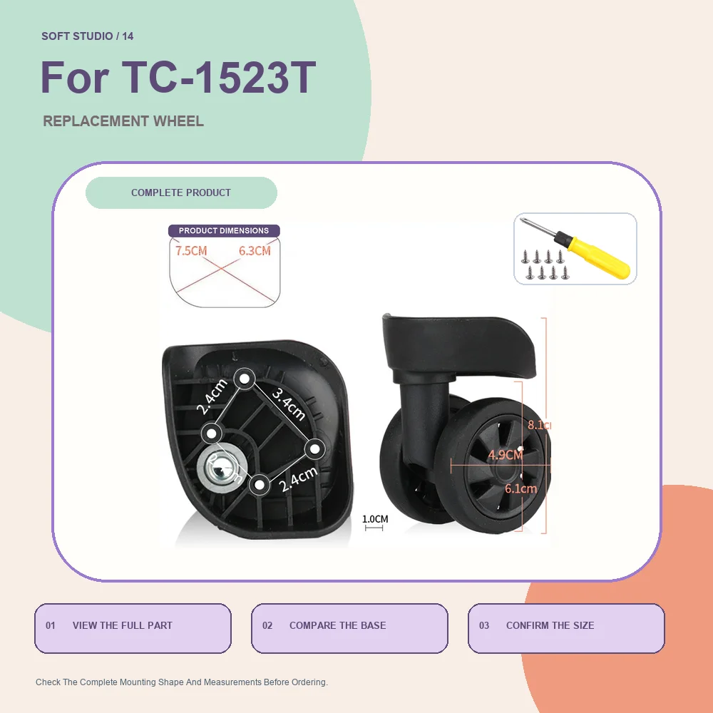 Silent Suitcase Repair Wheel For Diplomat TC-1523T For Diplomat TC-1583 For Diplomat TC-1212 Quiet Caster Repair Kit For Travel