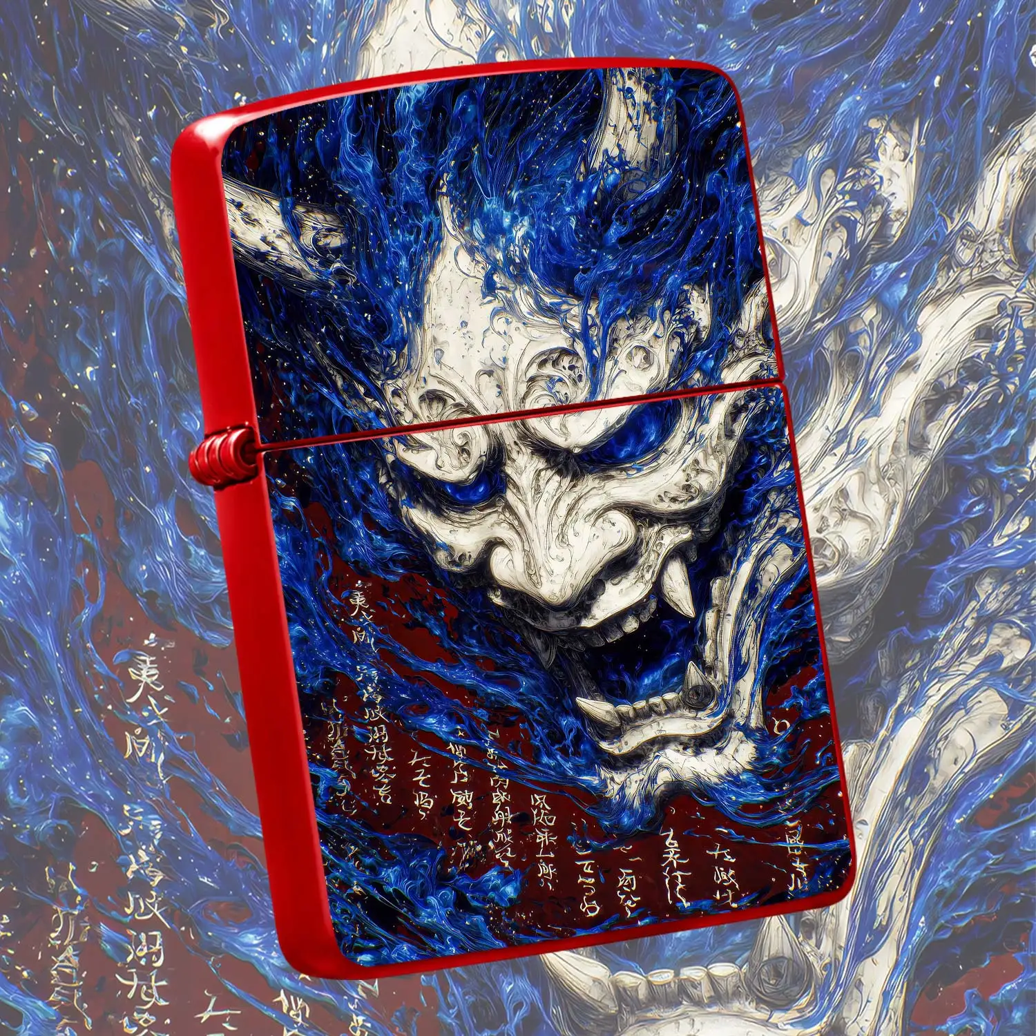 Creative Hannya Pattern Lighter, Stylish Blue Flame Oni Mask Art Desktop Ornament, Portable Cool Accessory For Daily Use, Unique Oriental Aesthetic Decor, Exquisite Gift For And Friends In Any Scene Interesting And Humorous Lighters - view 7