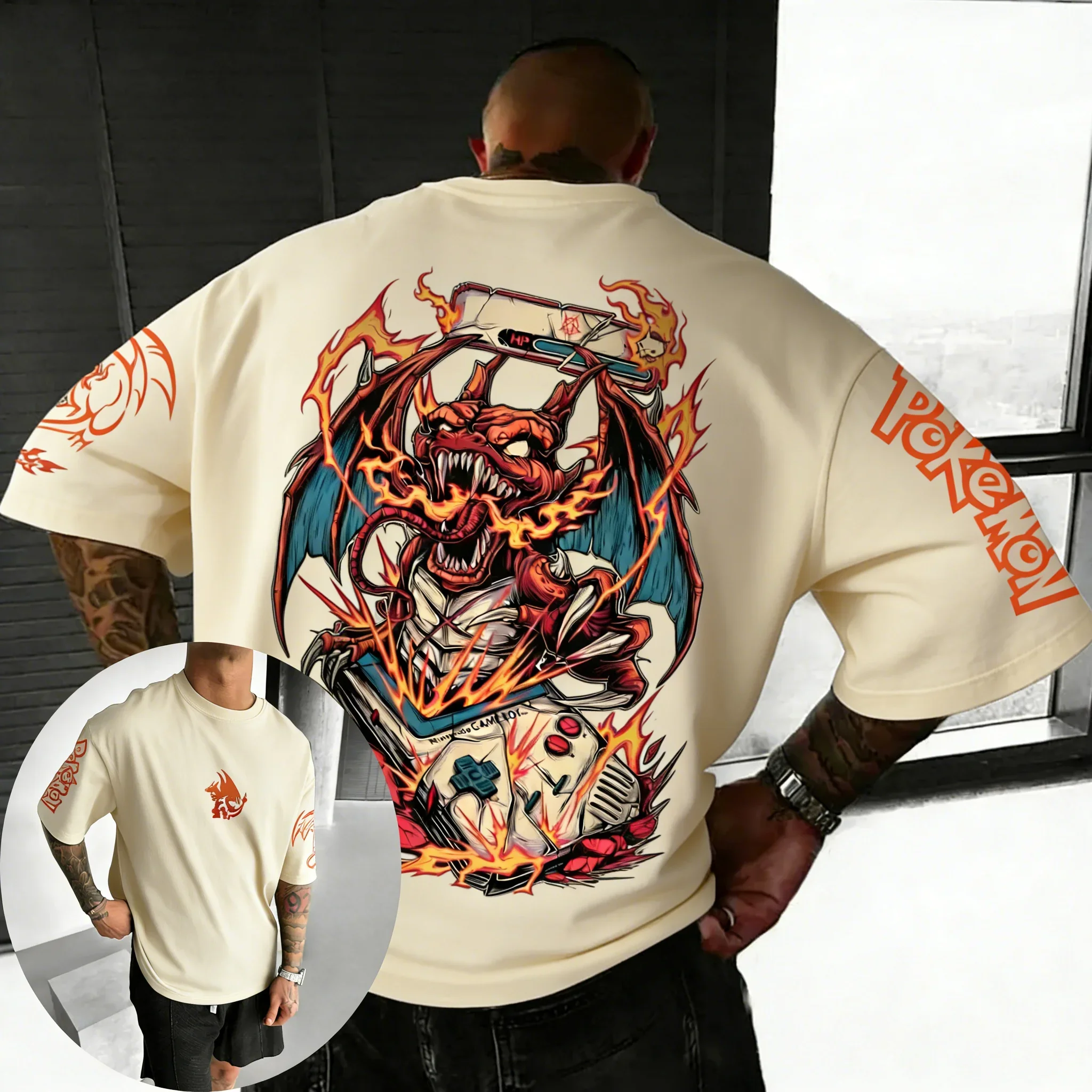 Camiseta de algodón con marca Pokémon Game Charizard Co, novedad de verano, camiseta holgada informal de manga corta para hombre y mujer, tendencia Hip-hop