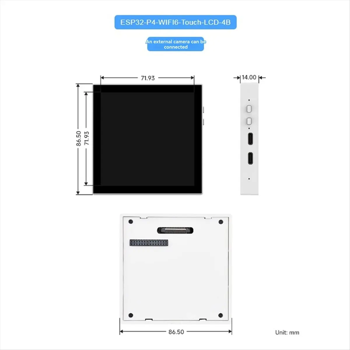 

(A32M) Плата разработки ESP32 P4 с 4-дюймовым сенсорным дисплеем, RISC-V MCU, модулем Wi-Fi 6, Bluetooth, 720x720, 32 МБ Flash SPI