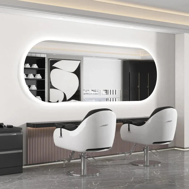 Netizen Simple and Luxury Barber Shop Mirror Table Hairdressing Shop Mirror LED Light Single sided Hair Cutting,