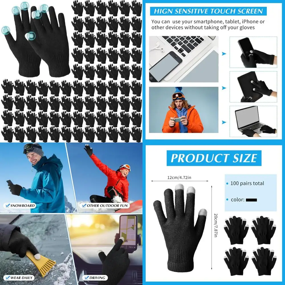 

Touchscreen Compatible Winter Gloves - Warm Stretch Knit Multicolor for Men & Women, Ideal for Driving, Cycling, Hiking