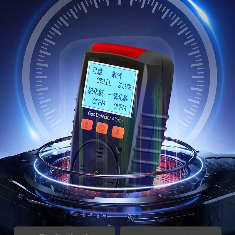 Portable 4-in-1 Gas Detector with Alarm, Diffusion Toxic and Combustible Gas Concentration Monitor for Industrial Safety
