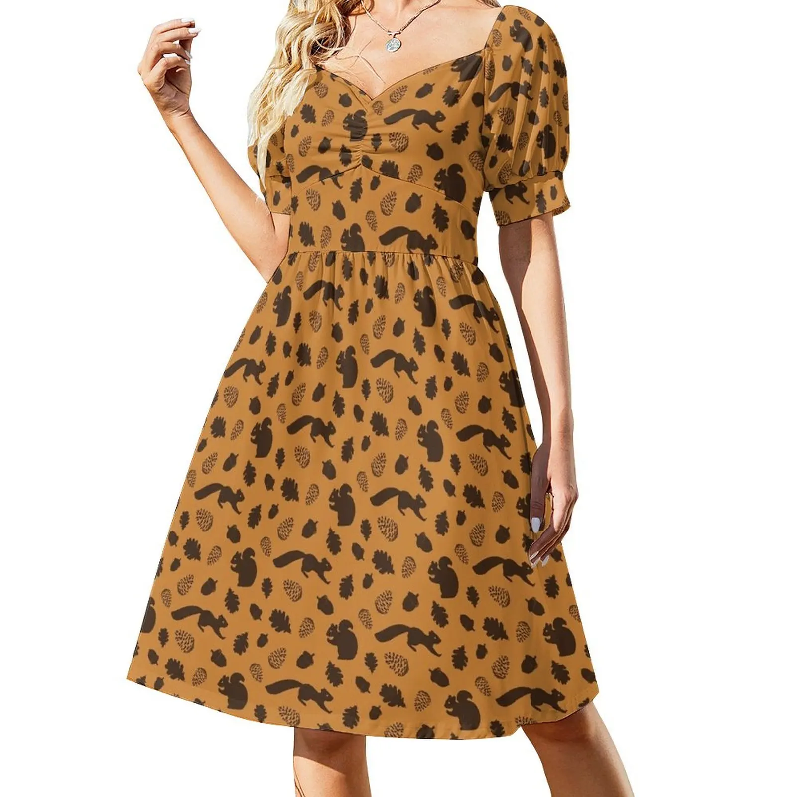 

Squirrel Pattern Short Sleeved Dress Dress woman dresses for women 2025 Women's long dress Women's skirt