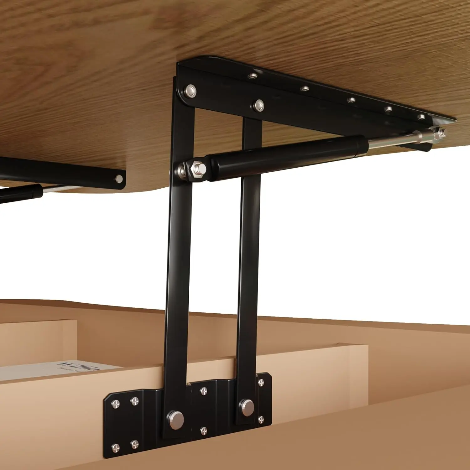 طاولة قهوة على شكل سحابة مقاس 42 بوصة مع مساحة تخزين مخفية ومفتوحة، طاولة مركزية حديثة مع آلية رفع هيدروليكية، غير منتظمة