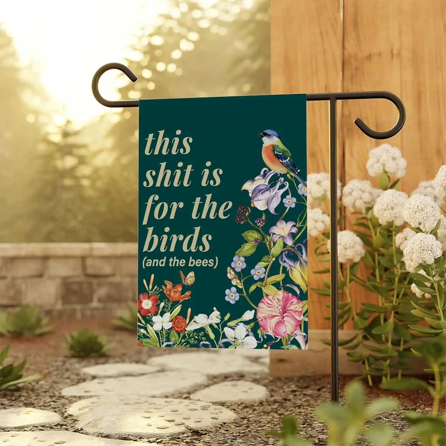 LissiArt97 This Shit Is For The Birds Garden Flag - Pollinator Native Plant Flower Garden - Outdoor Home Decor - Gift For Friend