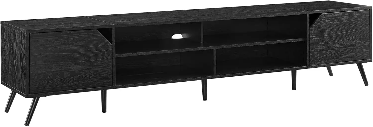 Walker Edison Nora Modern Minimal Open-Shelf TV Stand for TVs up to 90 Inches, 80 Inch, Black