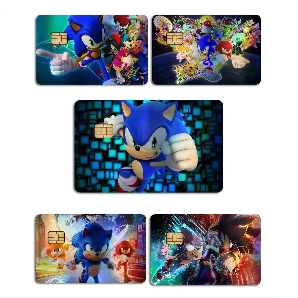 Game S-Sonic The H-Hedgehog Laser Flash Bank Card Stickers Fashion Aesthetic Design for Daily Decor