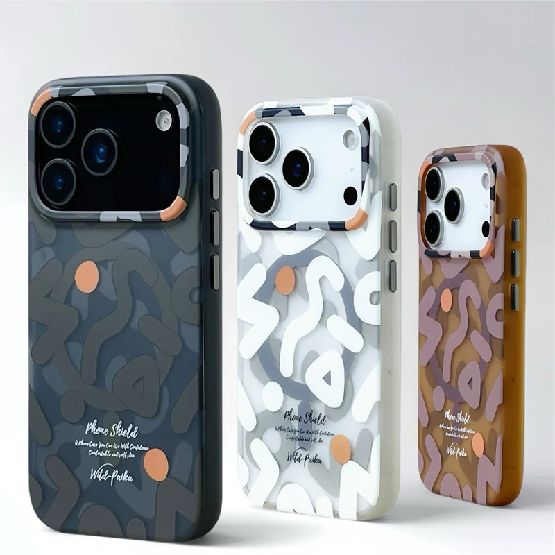 

Trendy Graffiti Pattern For Magsafe Wireless Charge Case For Iphone 17air 17pro 15 16 17pro Max Matte Shockproof Magnetic Cover