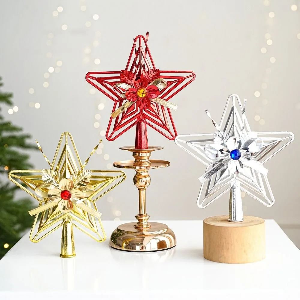 Festive Star Plastic Star Topper 3D Design Bright Surface Tree Star Electroplated Shiny Look Christmas Tree Top Decor Home Decor