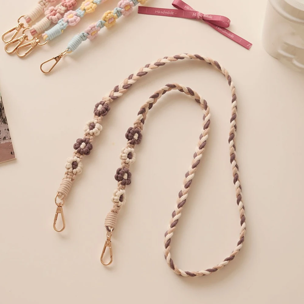 

Handmade Flower Woven Chain Lanyard Anti-Lost Woven Daisy Flower Hanging Chain Exquisite Trinket Crochet Hook Bag Braided Rope