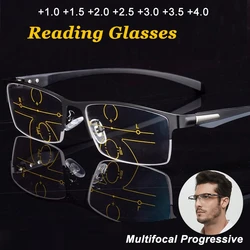 CLLOIO Business Office Reading Glasses For Men Women Multifocal Progressive Reading Glasses Anti Blue Light Presbyopic Eyewears