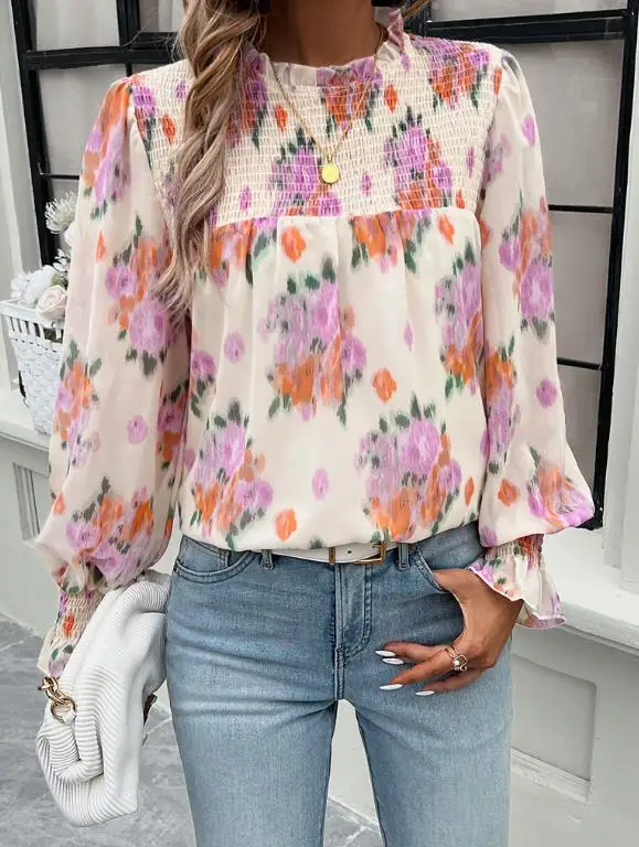

Women's Top 2026 Spring/summer Fashion Latest Casual Y2K Hot Girl Unique Vacation Style Elegant Double Layered Floral Print Top