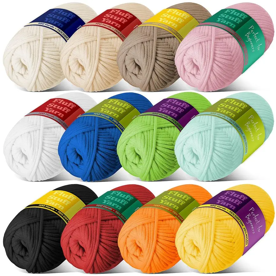 

Yarn for Crocheting Crochet amp Knitting Yarn, Beginner with EasytoSee Stitches, 12 x 50g 1200 Yards Amigurumi Yarns, CottonNylo