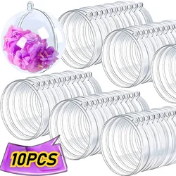 4/6/8CM Christmas Transparent Balls Hollow DIY Plastic Fillable Bauble Xmas Tree Hanging Ornaments Home Party Gifts Box Decor