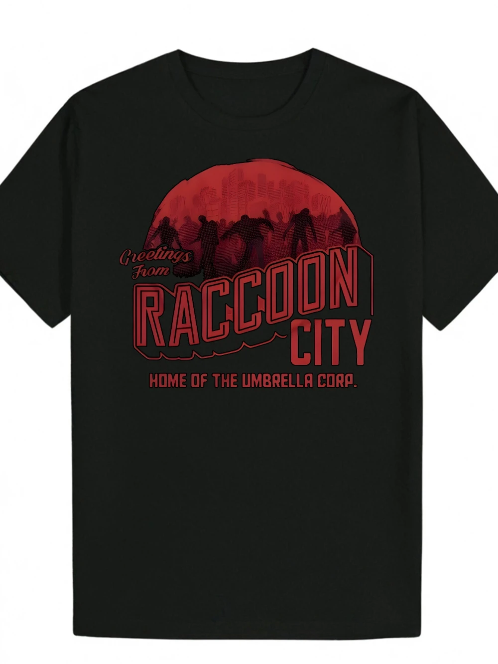 Men'S Casual Round-Neck T-Shirt Featuring A Print From Racoon City Men's T-shirts for Summer