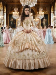 Georgian Satin Marie Antoinette Ball Gown Adult Victorian Party Dress for women