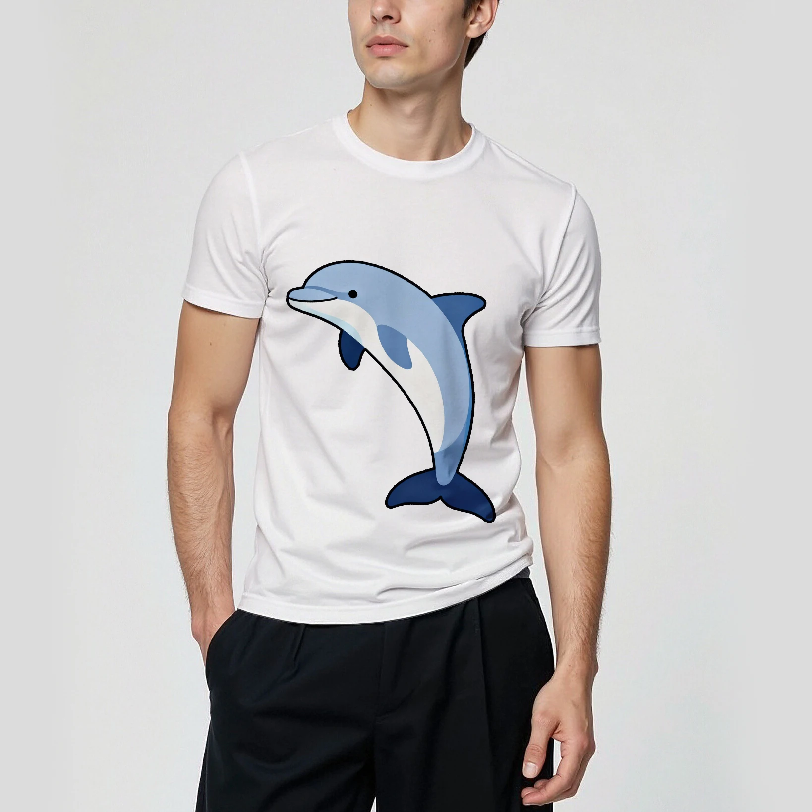 Gerade Schulter Kurzarm Sommer Herren Kurzarm T-Shirt Rundhals Herren Krokodildesign modisch lässig vielseitig