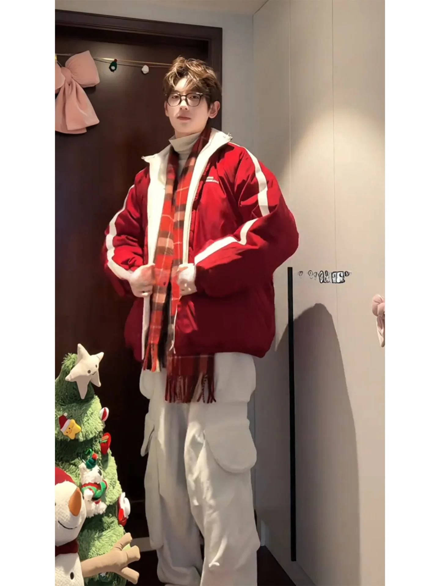 Double-Sided Wear down Cotton Jacket for Men Winter Outerwear Thick Warm Stand Collar Bread Style Korean Atmosphere Cotton Coat