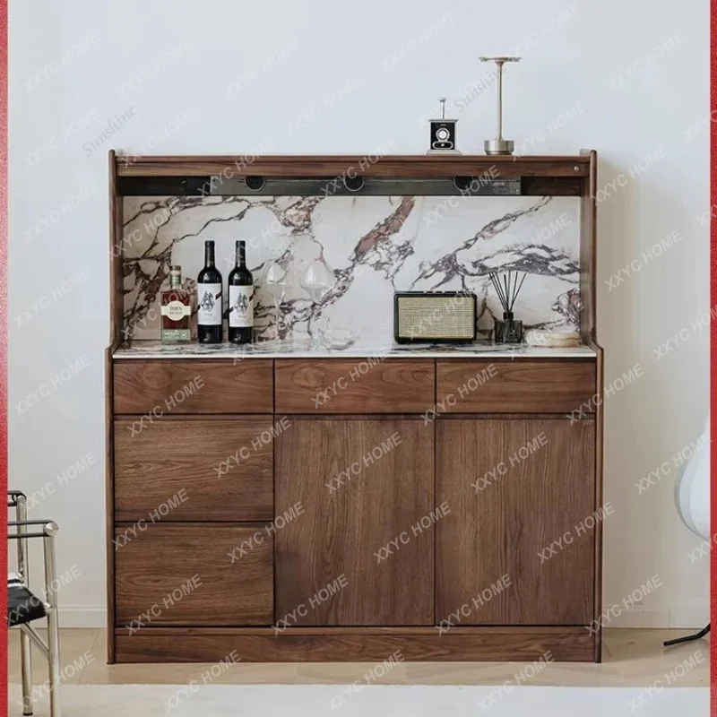 A Integrated wall living room rock slab cabinet, solid wood retro locker