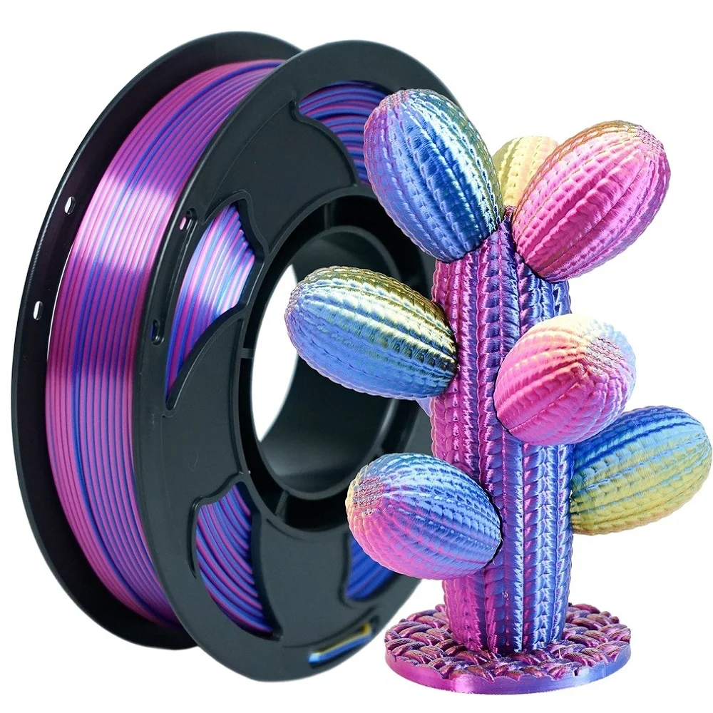 200g Tricolor Filament Silk PLA 1.75mm FDM 3D Printer Filament Triple Color Shiny PLA Multicolor Red Blue Green