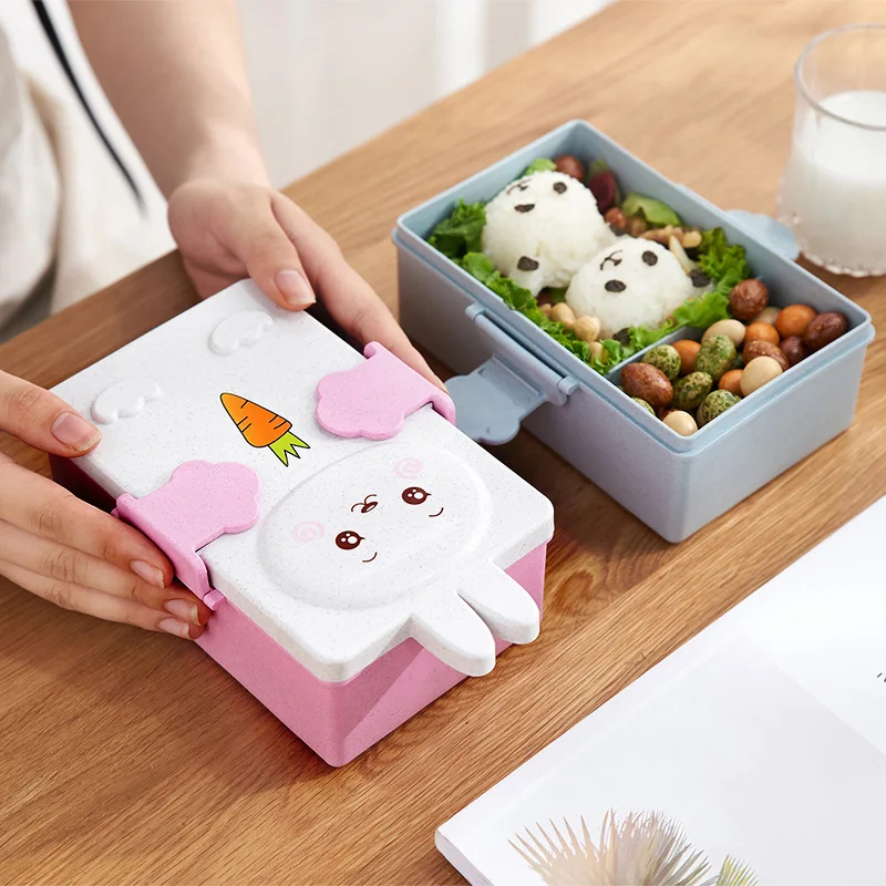 Hot Cute Bento Lunch Box Kawaii for Kids School Children Japanese Style Kindergarten Children Bread Sandwich Food Box Plastic