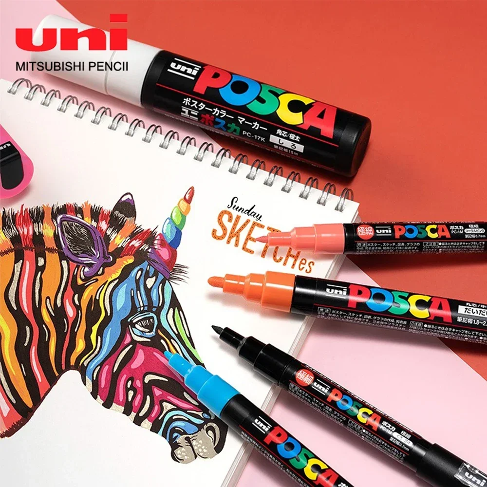 

24 цвета UNI Posca Uni Posca, набор маркеров PC-5 м, акриловая краска, металлическая, керамическая, перманентная краска, школьные принадлежности, товары для рукоделия