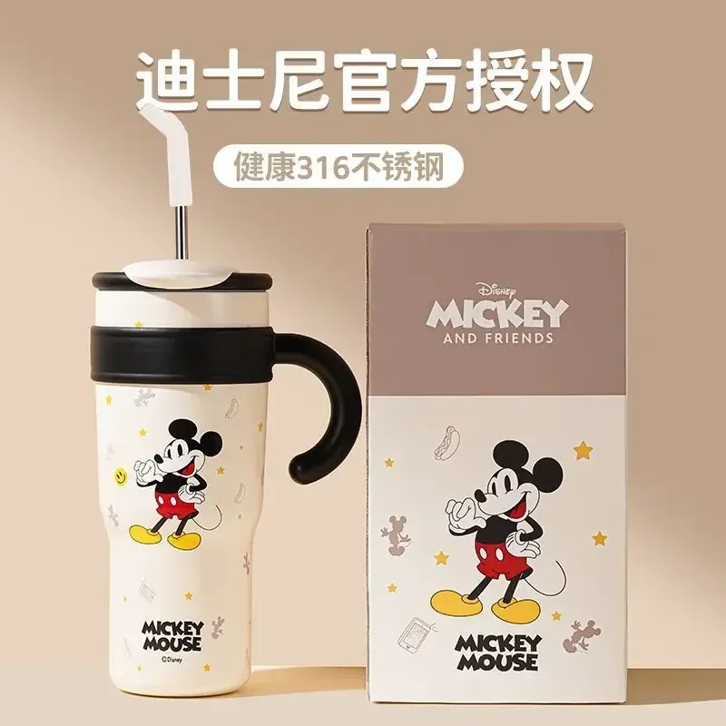 New Disney Cute Mickey Lotso 1200ml High-end Fashion Large Capacity Portable Outdoor Insulated Straw 316 Thermos Cup Wholesale