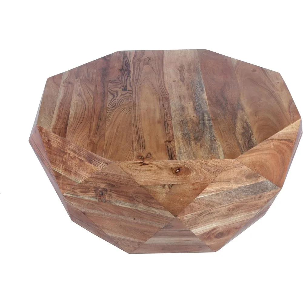 33-Inch Diamond Shape Acacia Wood Coffee Table with Smooth Top, Natural Brown