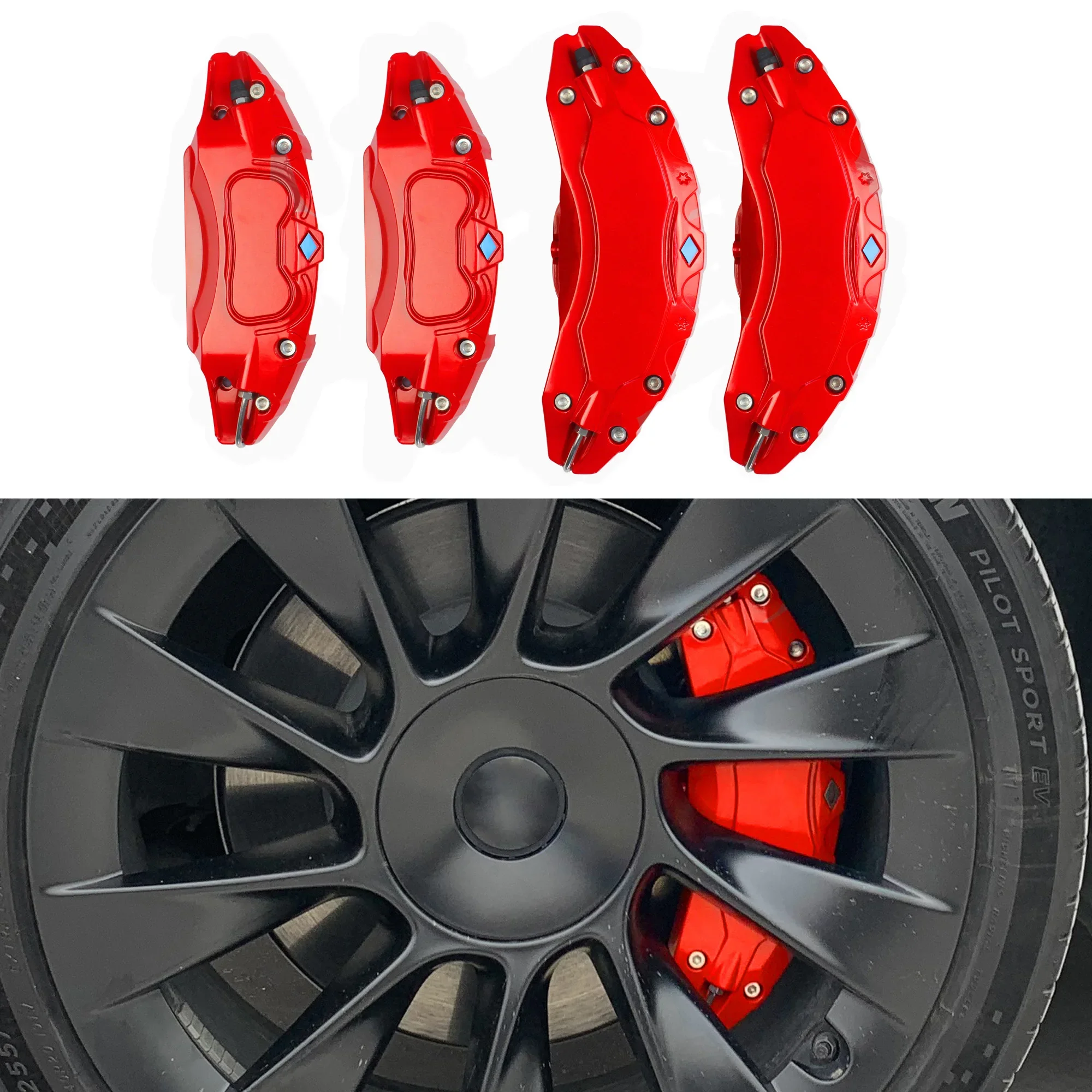 

For Tesla Model Y Caliper Covers Aluminum Model 3 Wheel Hub 2017-2023 Set Of 4, Sticker Will Be Included Brake accessories