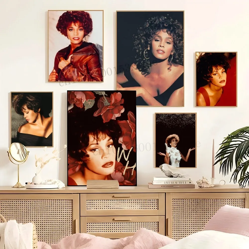 W-Whitney Houston Singer Poster Paper Print Home Living Room Bedroom Entrance Bar Cafe Art Painting Decoration