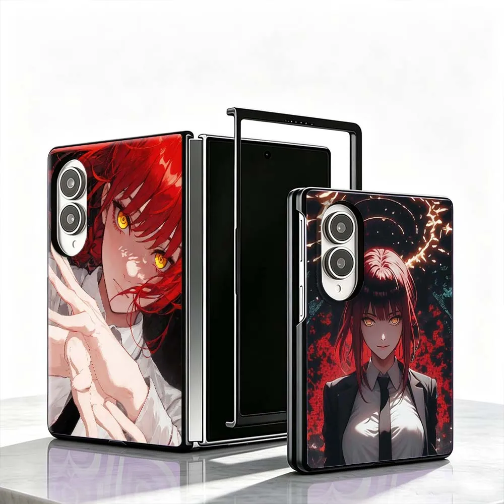 Anime Red Girl Cover Phone Case For Samsung Galaxy Z Fold 8 PC Hard Mobile Folding Black Gifts Shell